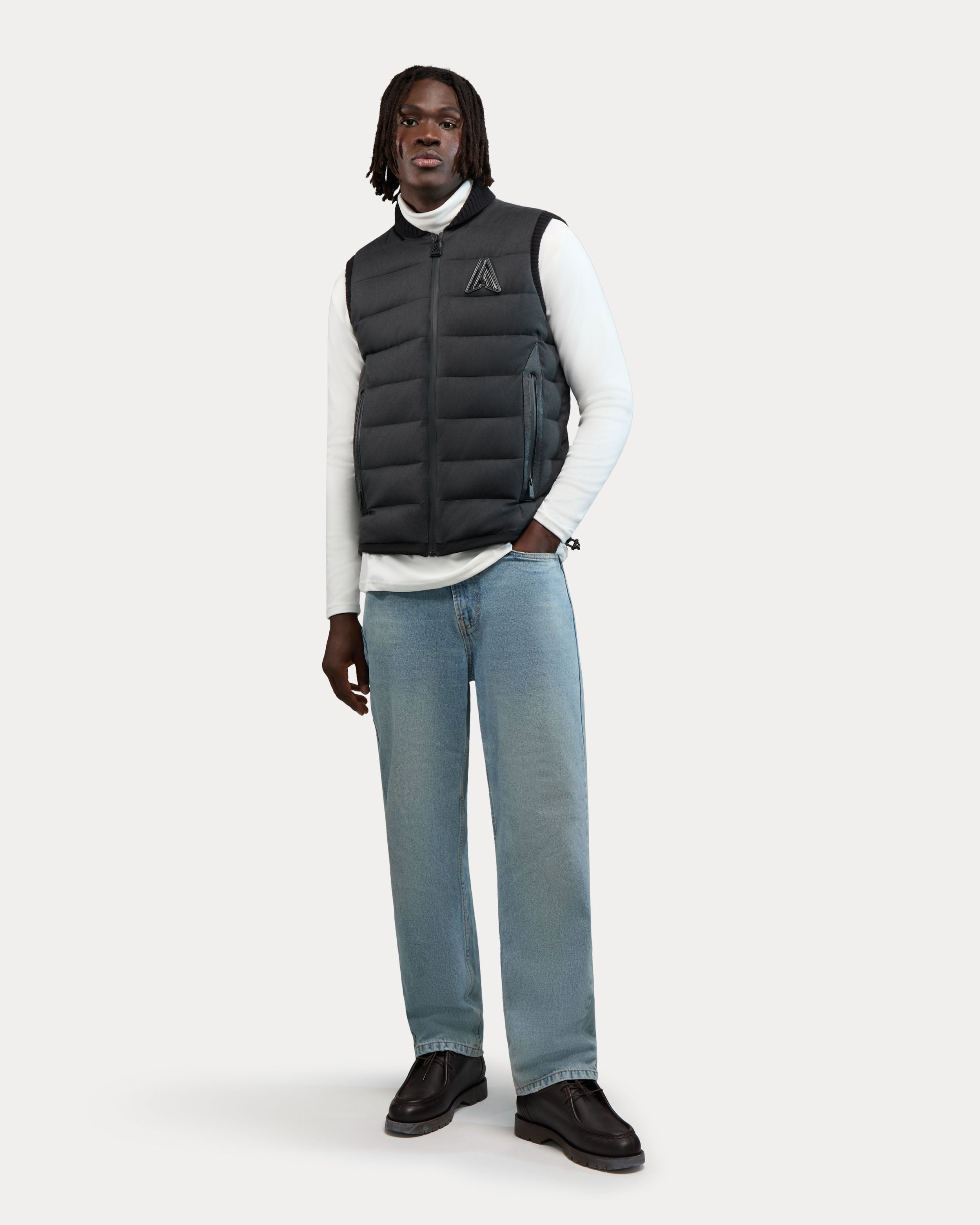 Germain Vest in Softly-Brush Fabric with Ribbed Details