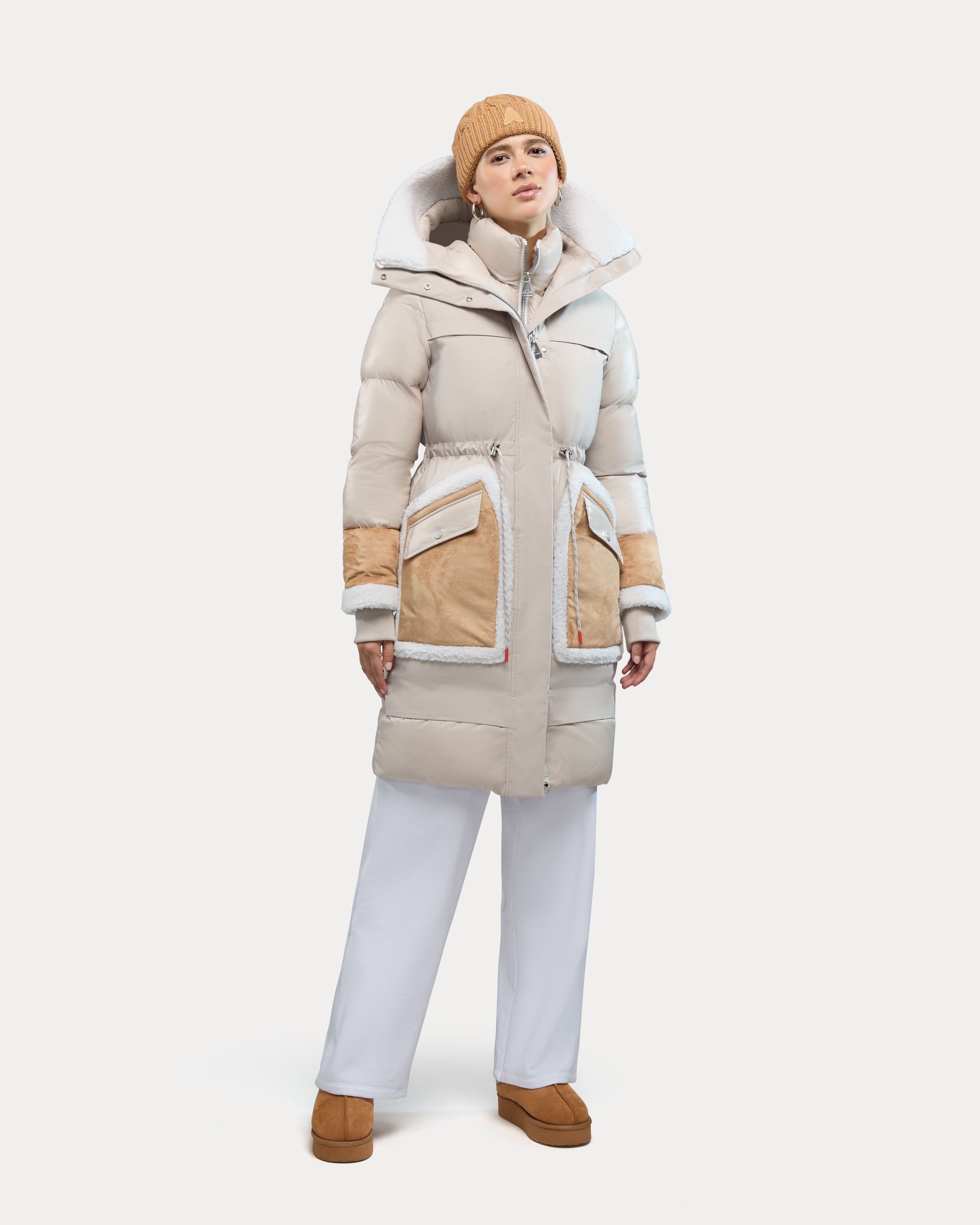 Malet parka polaire pour femme avec motifs mixtes