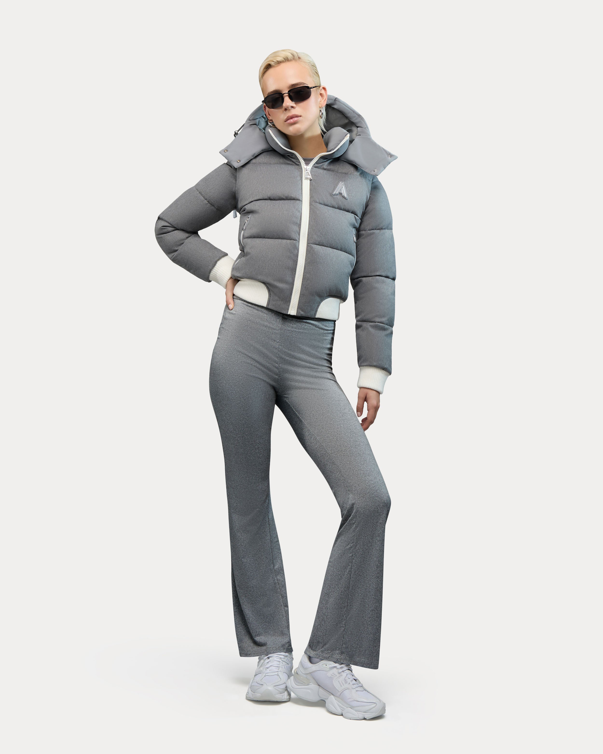 Pariset Cropped Puffer Bomber with Detachable Sleeves