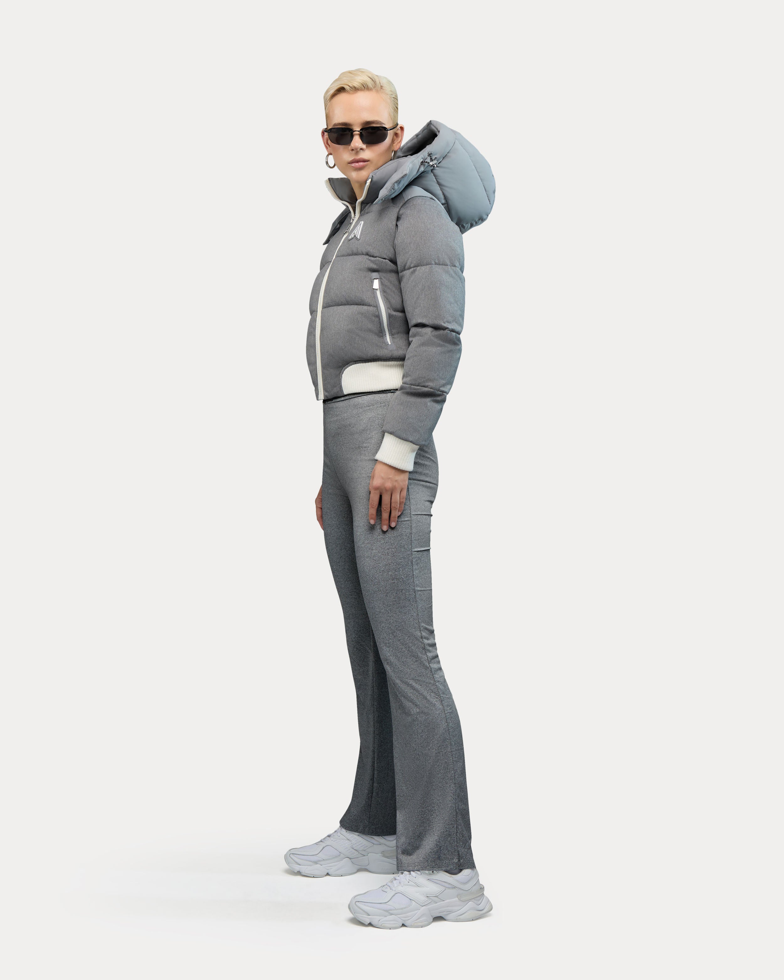Pariset Cropped Puffer Bomber with Detachable Sleeves
