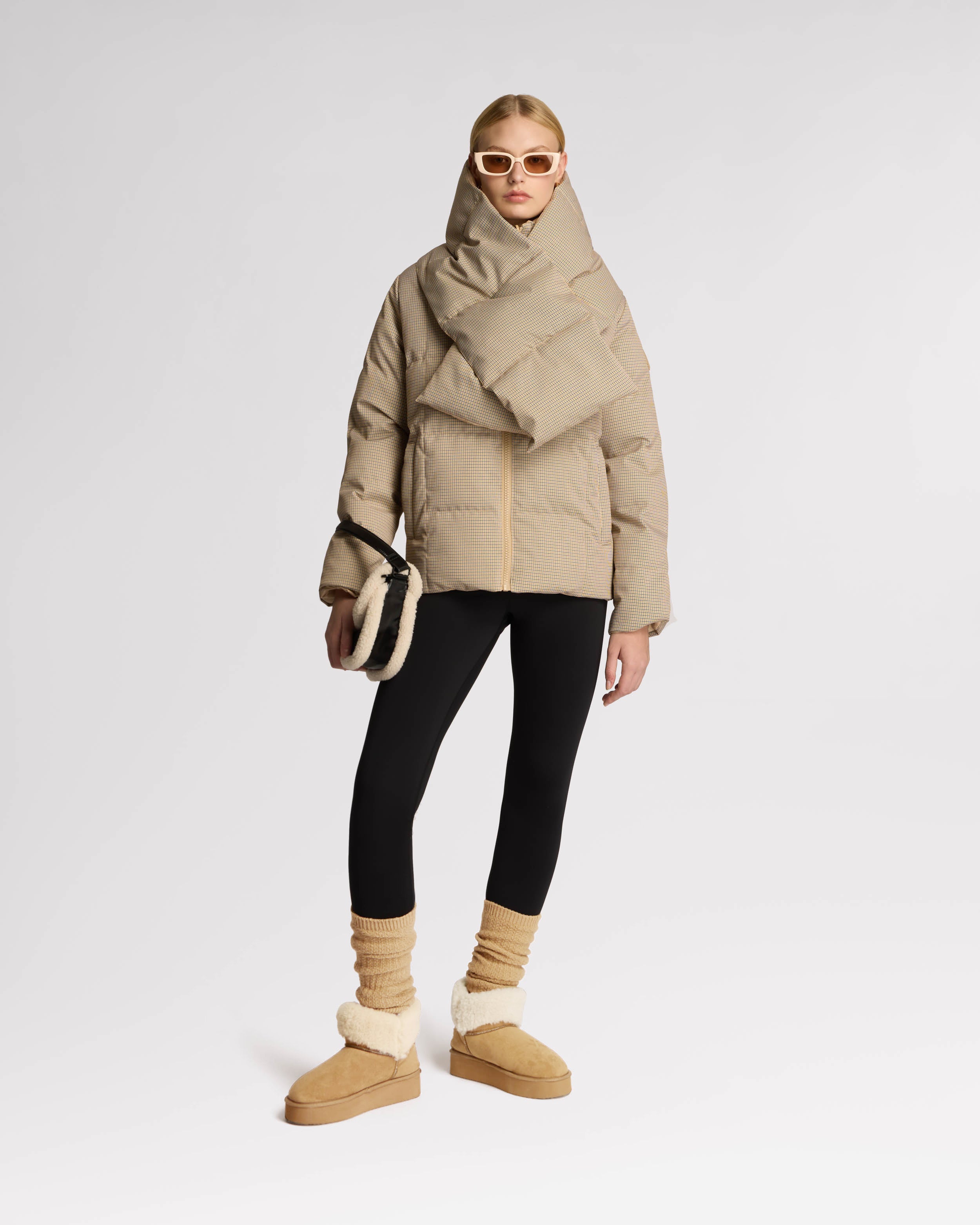 Winekka 2-in-1 Reversible Puffer with Oversized Removable Scarf