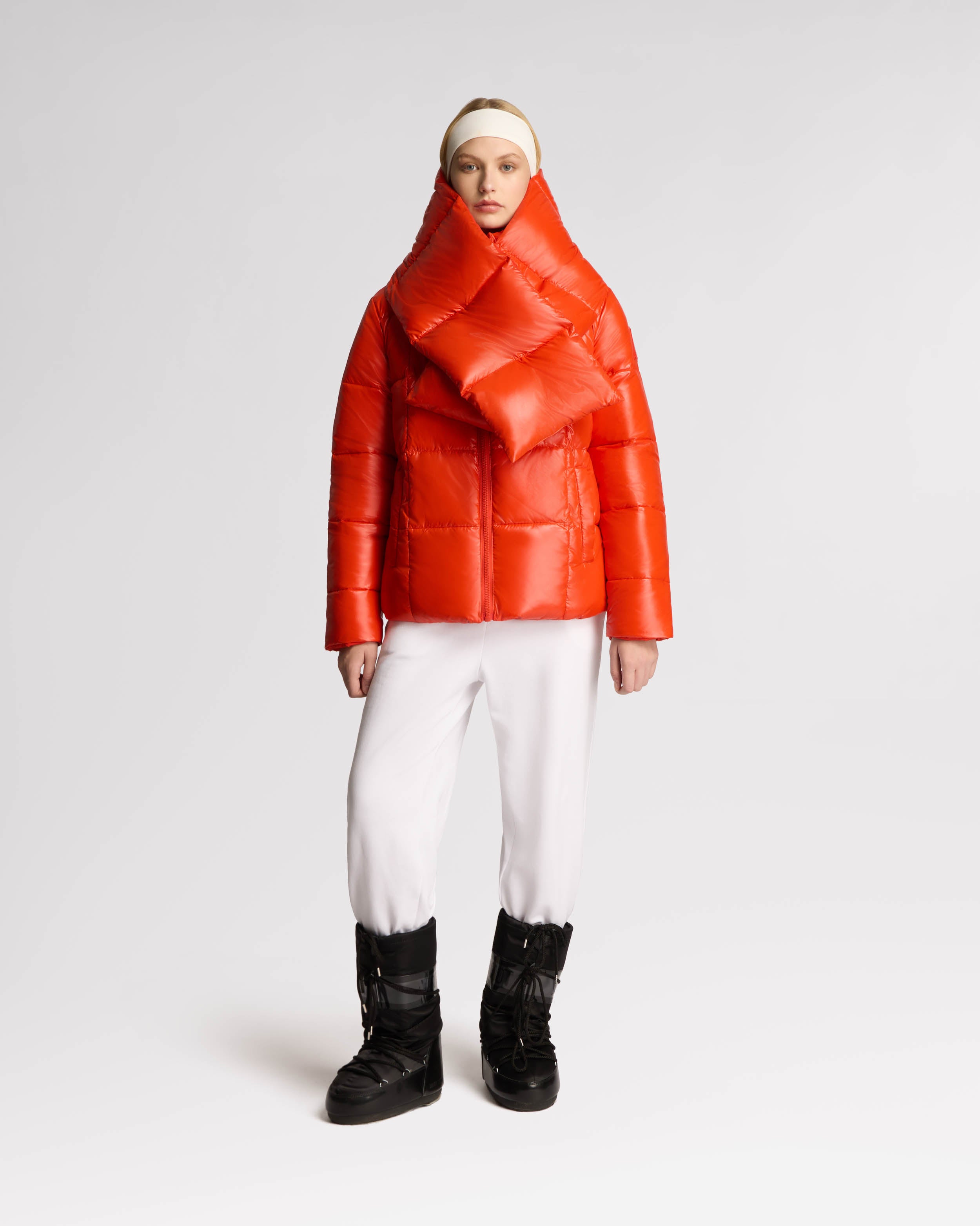 Manteau Matelassé Réversible 2-en-1 Winekka avec écharpe Surdimensionnée Amovible