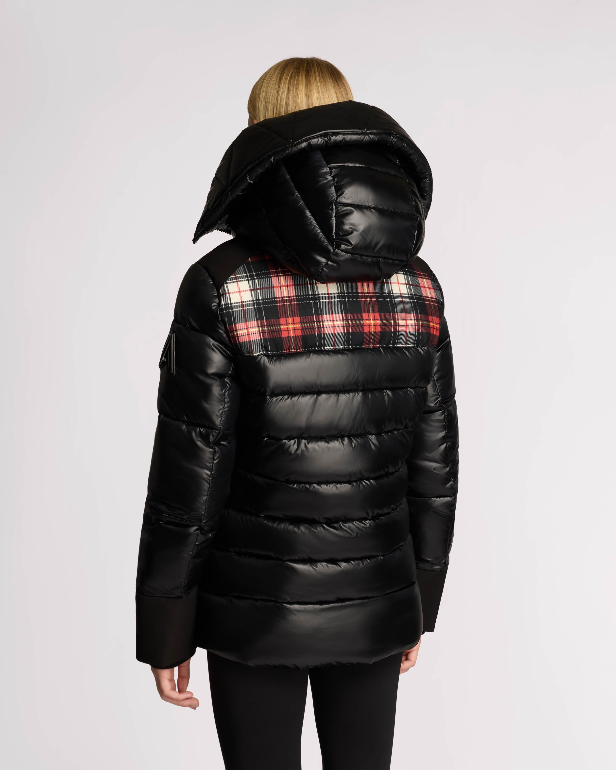 Muirmount Plaid Mixed Media Puffer with Asymmetrical Closure