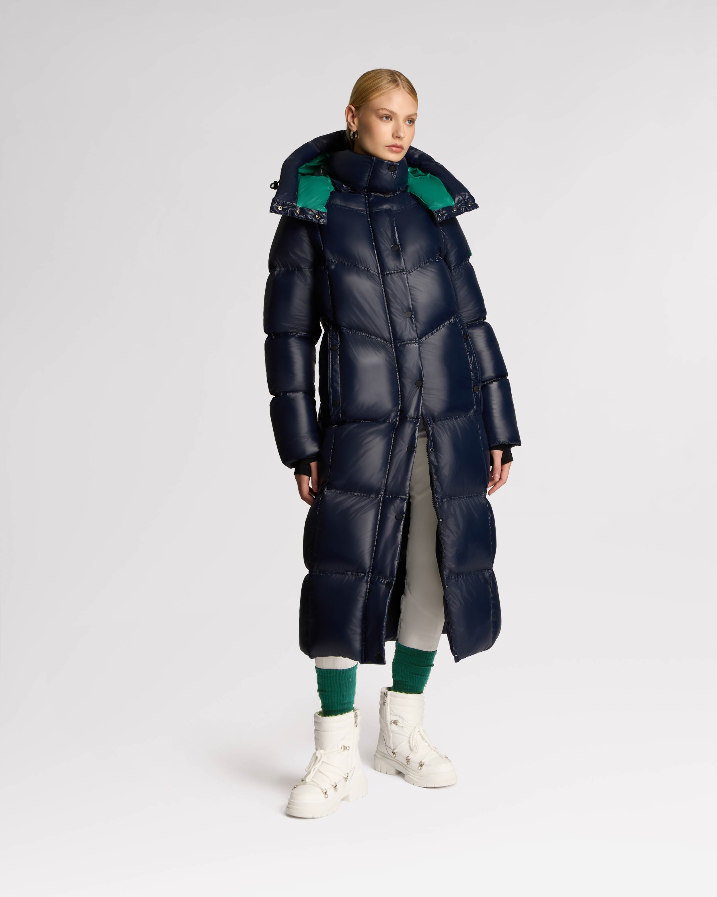 Manteau matelassé long Meribel avec capuchon amovible