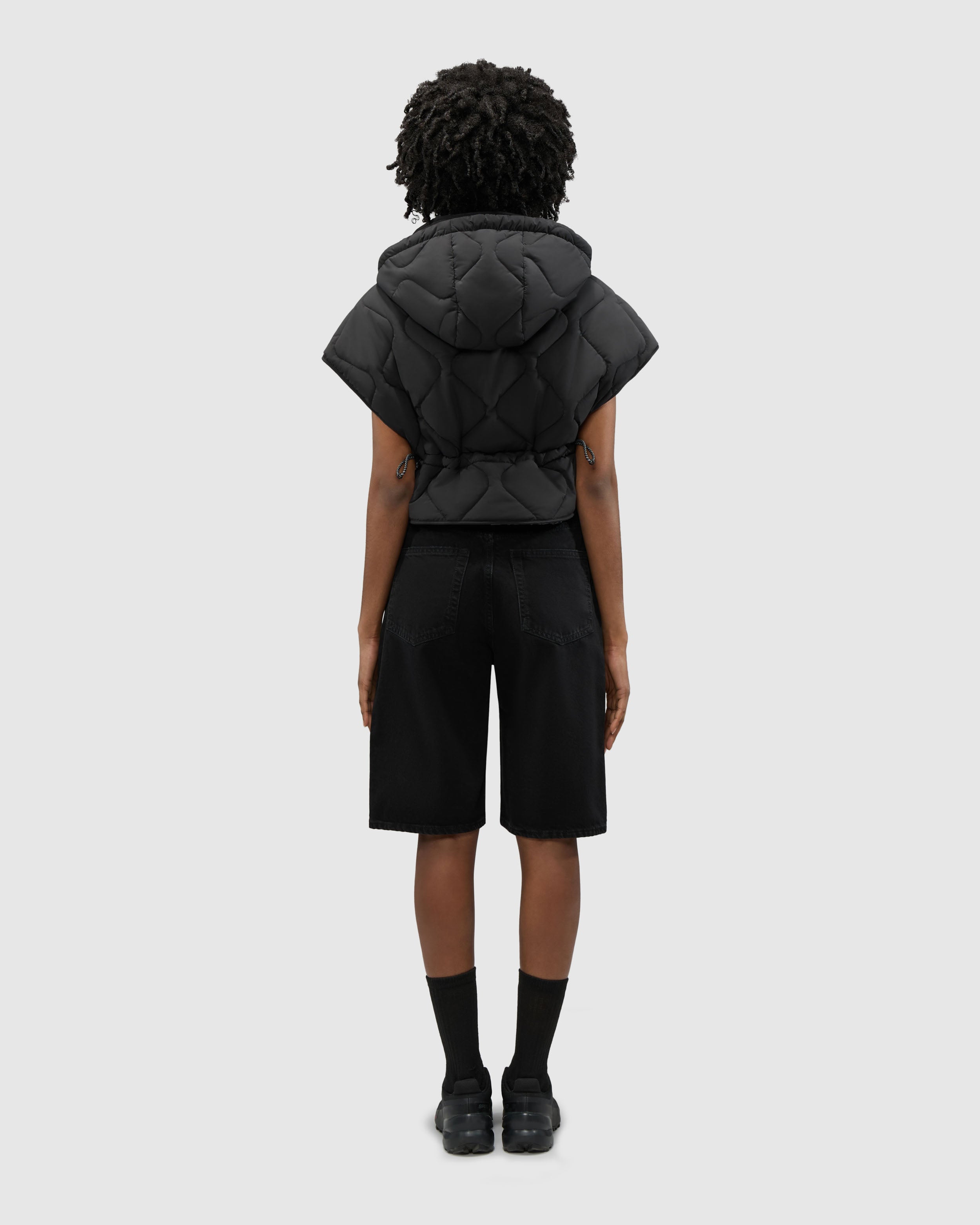 Horla Short Sleeve Quilted Vest with Removable Hood