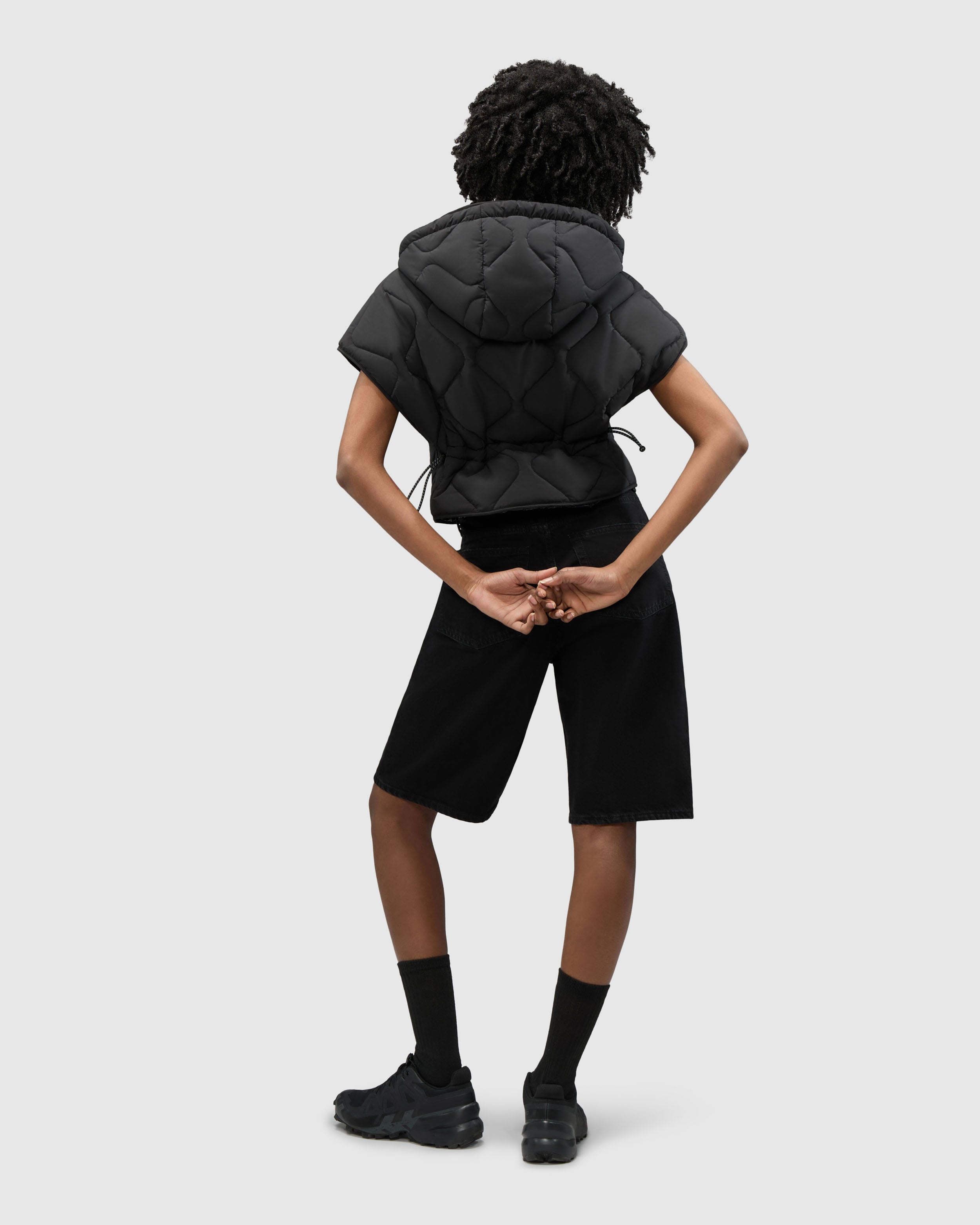 Horla Short Sleeve Quilted Vest with Removable Hood