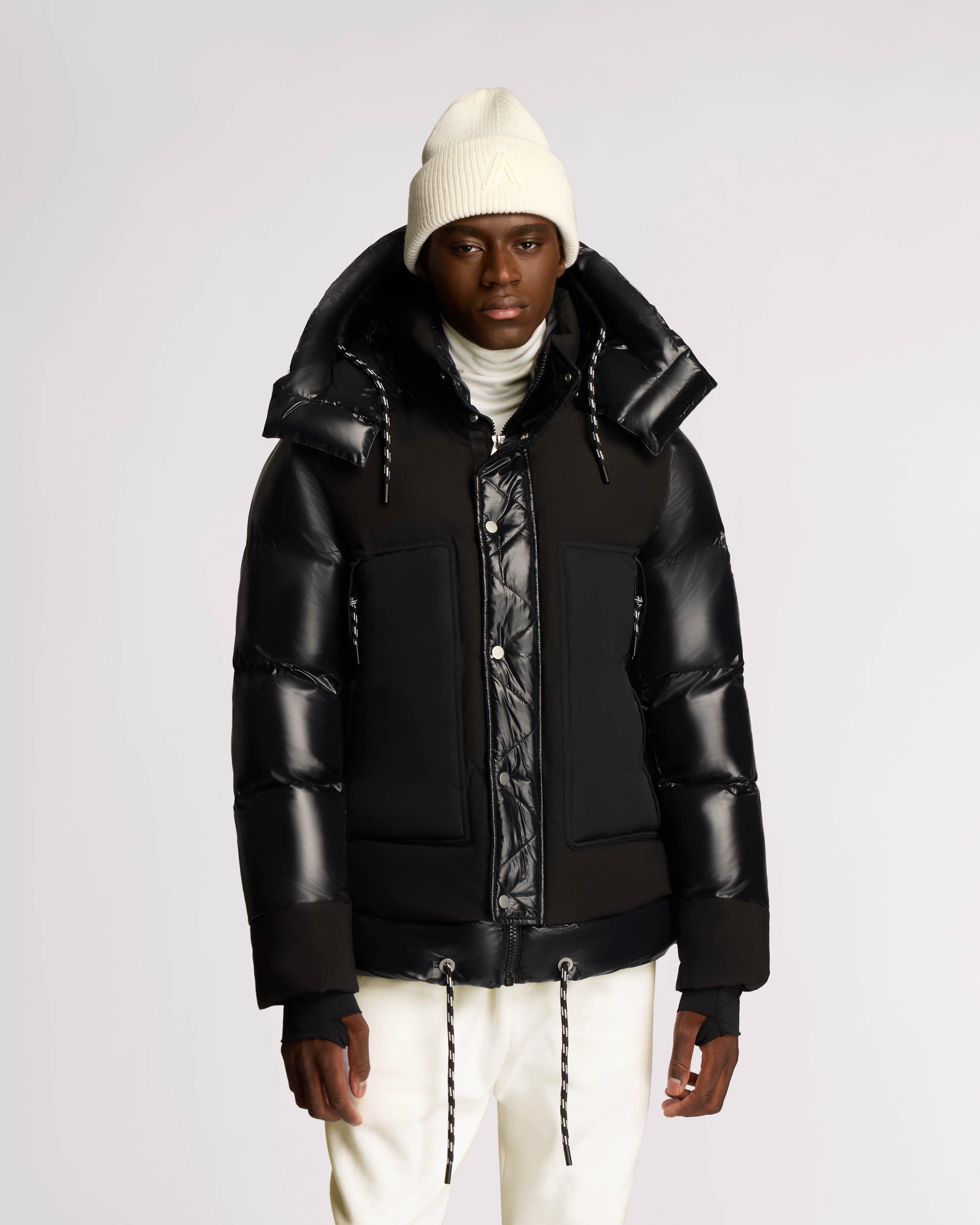 Farlin Mixed Media Relaxed Fit Puffer with Removable Hood