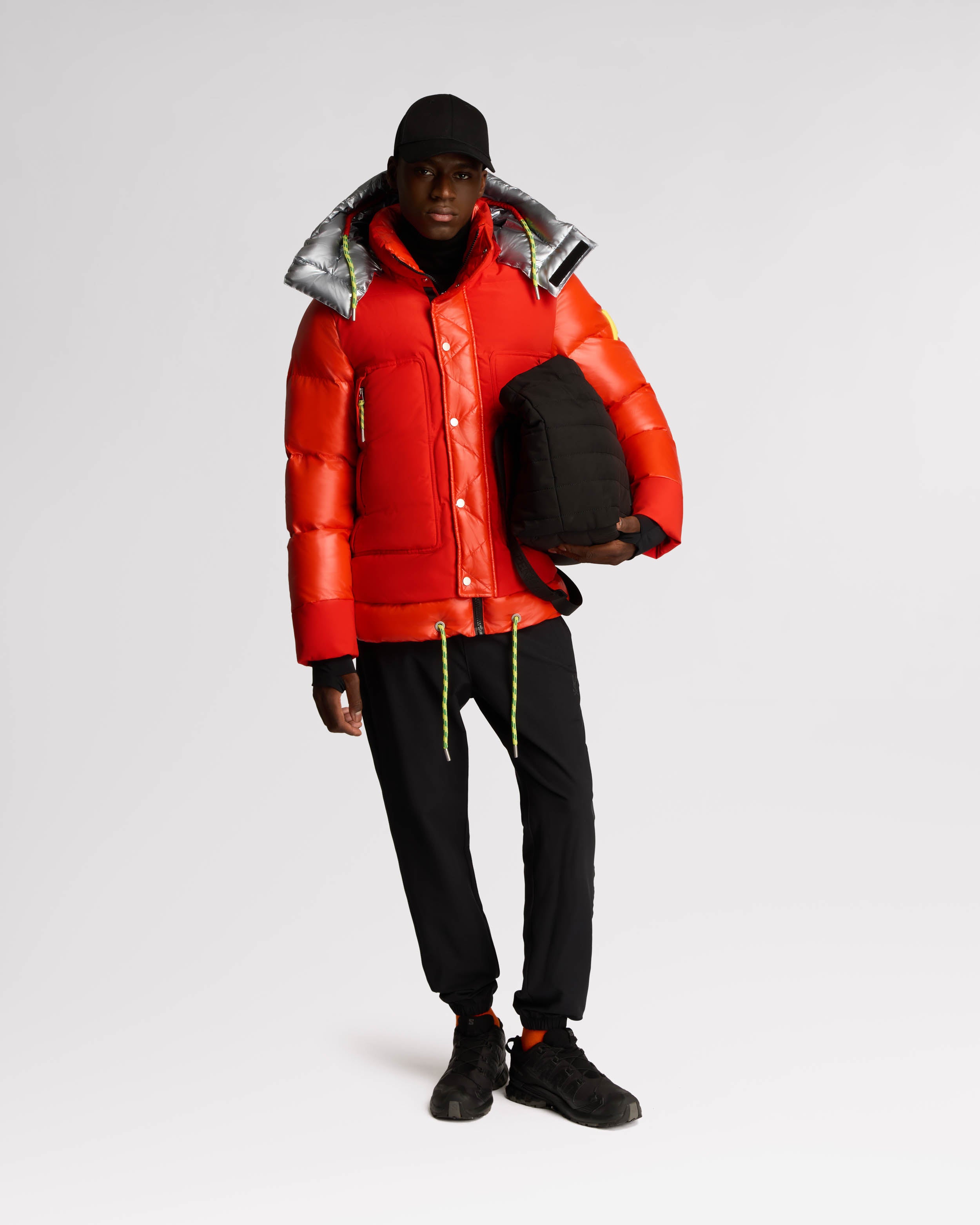 Farlin Mixed Media Relaxed Fit Puffer with Removable Hood