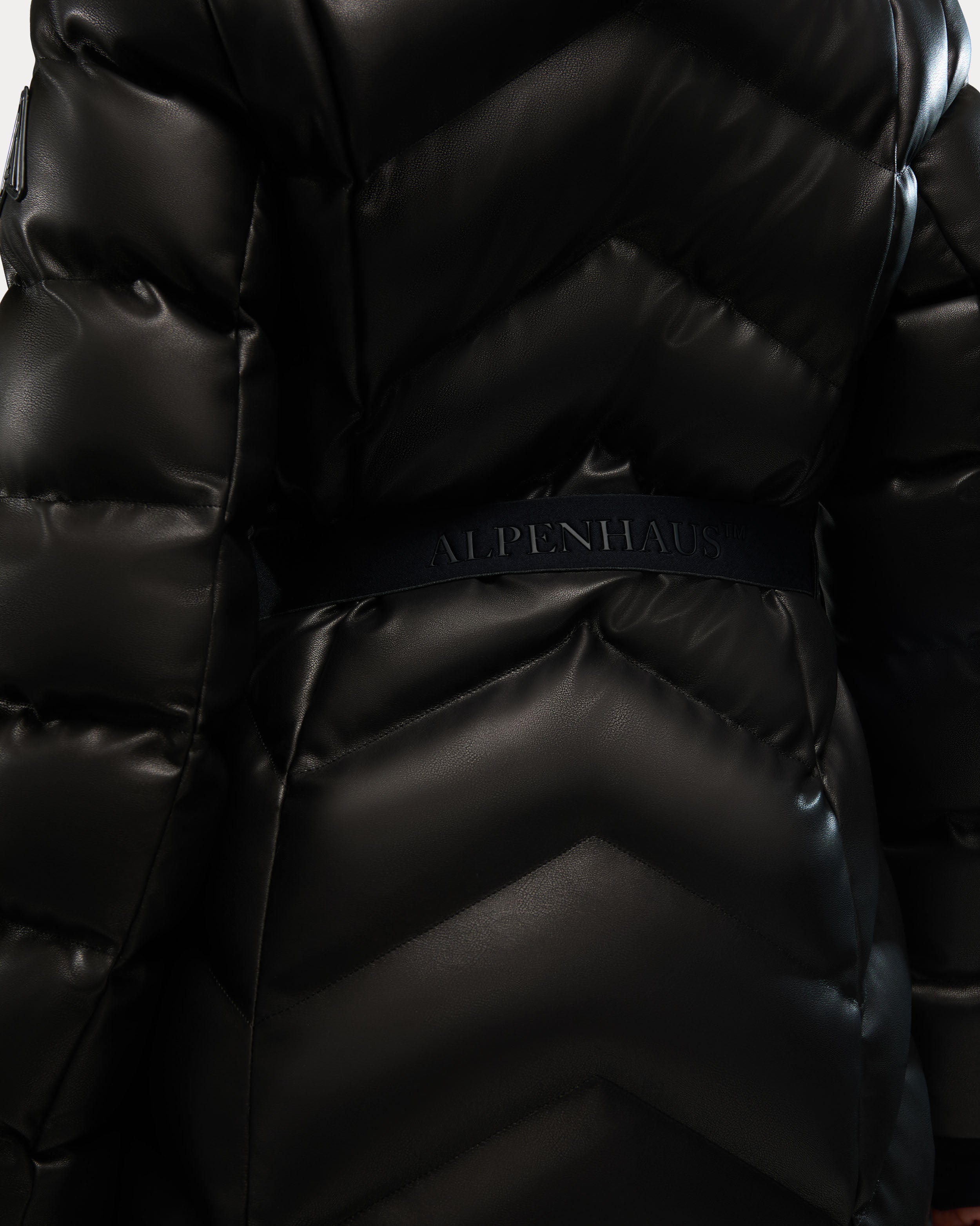 Bellevaux-Re Puffer Coat with Adjustable Belt in Vegan Leather