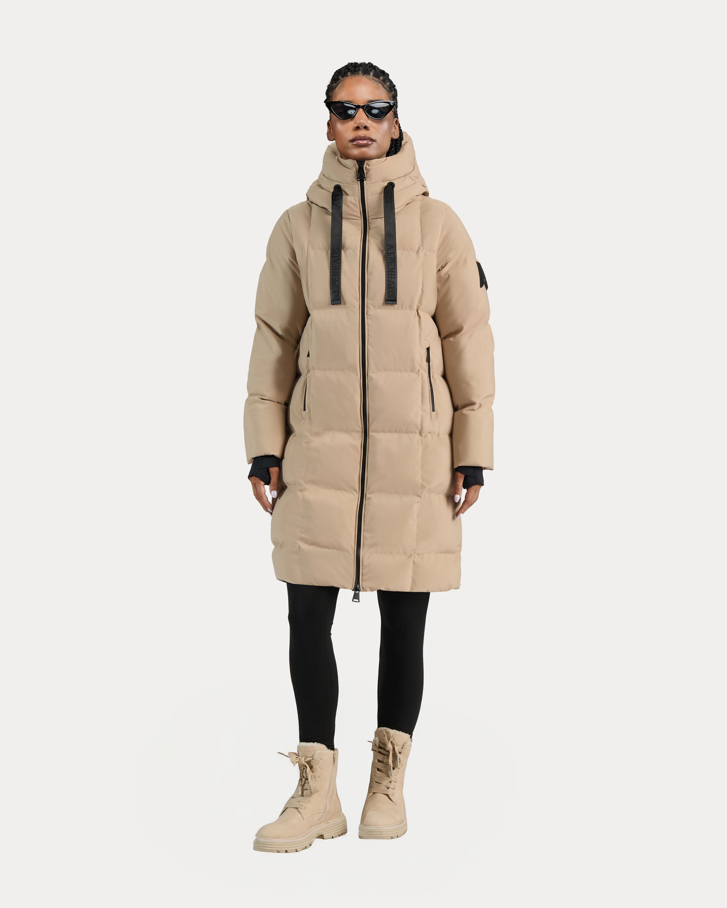 Manteau mi-long à matelassage en carreaux Cluze