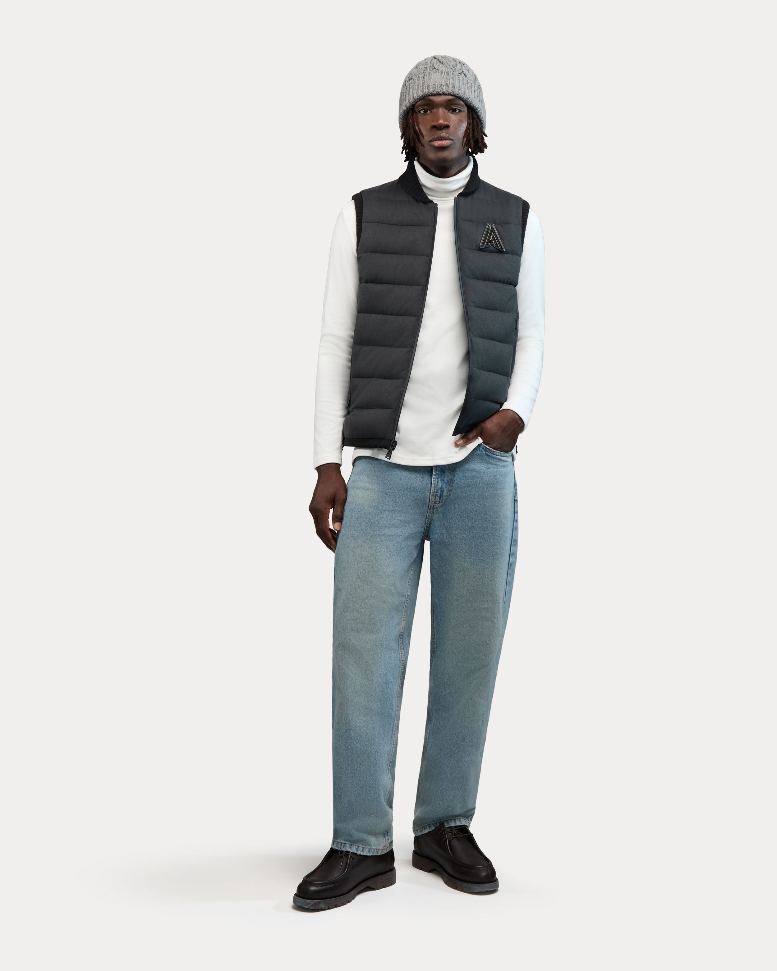Germain Veste pour Hommes en Tissu Doux et Brossé avec Details Côtelés 