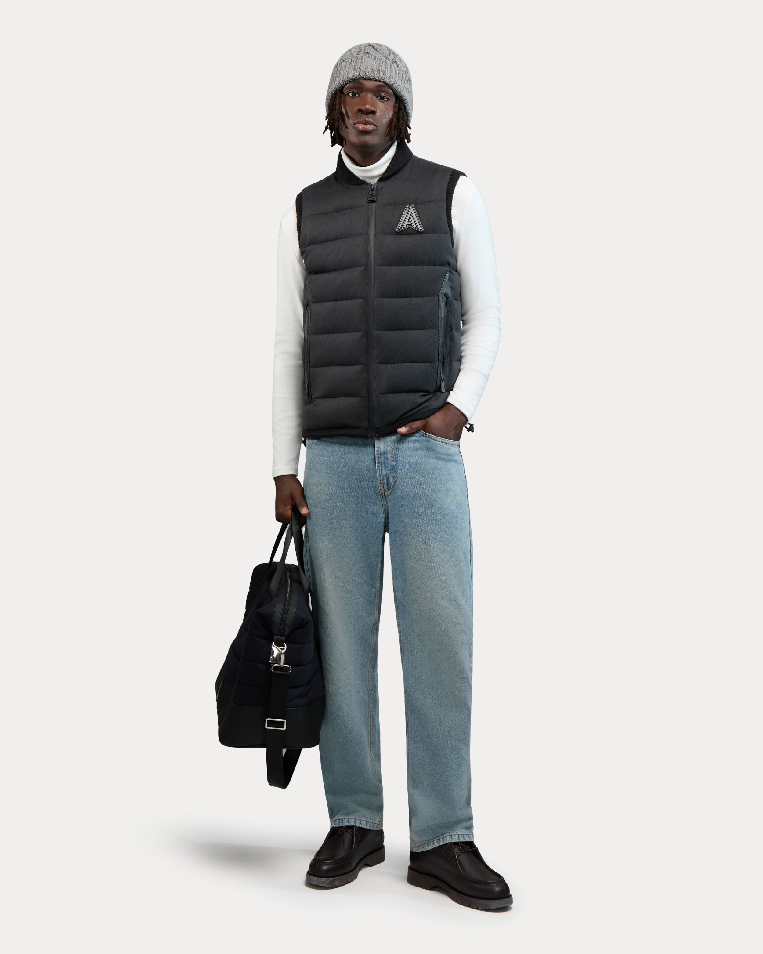 Germain Vest in Softly-Brush Fabric with Ribbed Details