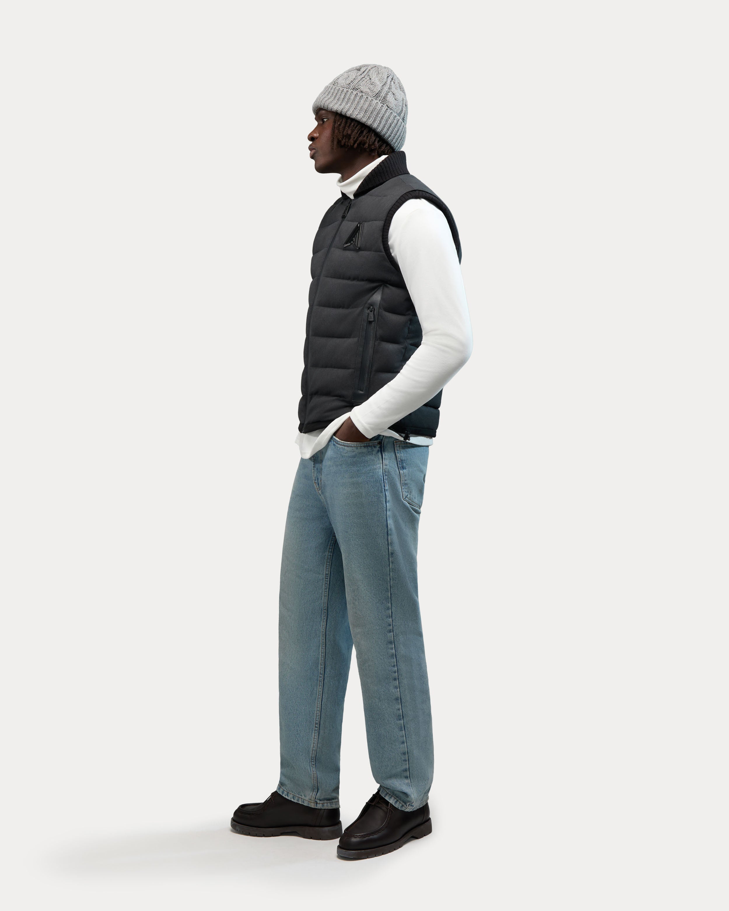 Germain Veste pour Hommes en Tissu Doux et Brossé avec Details Côtelés 