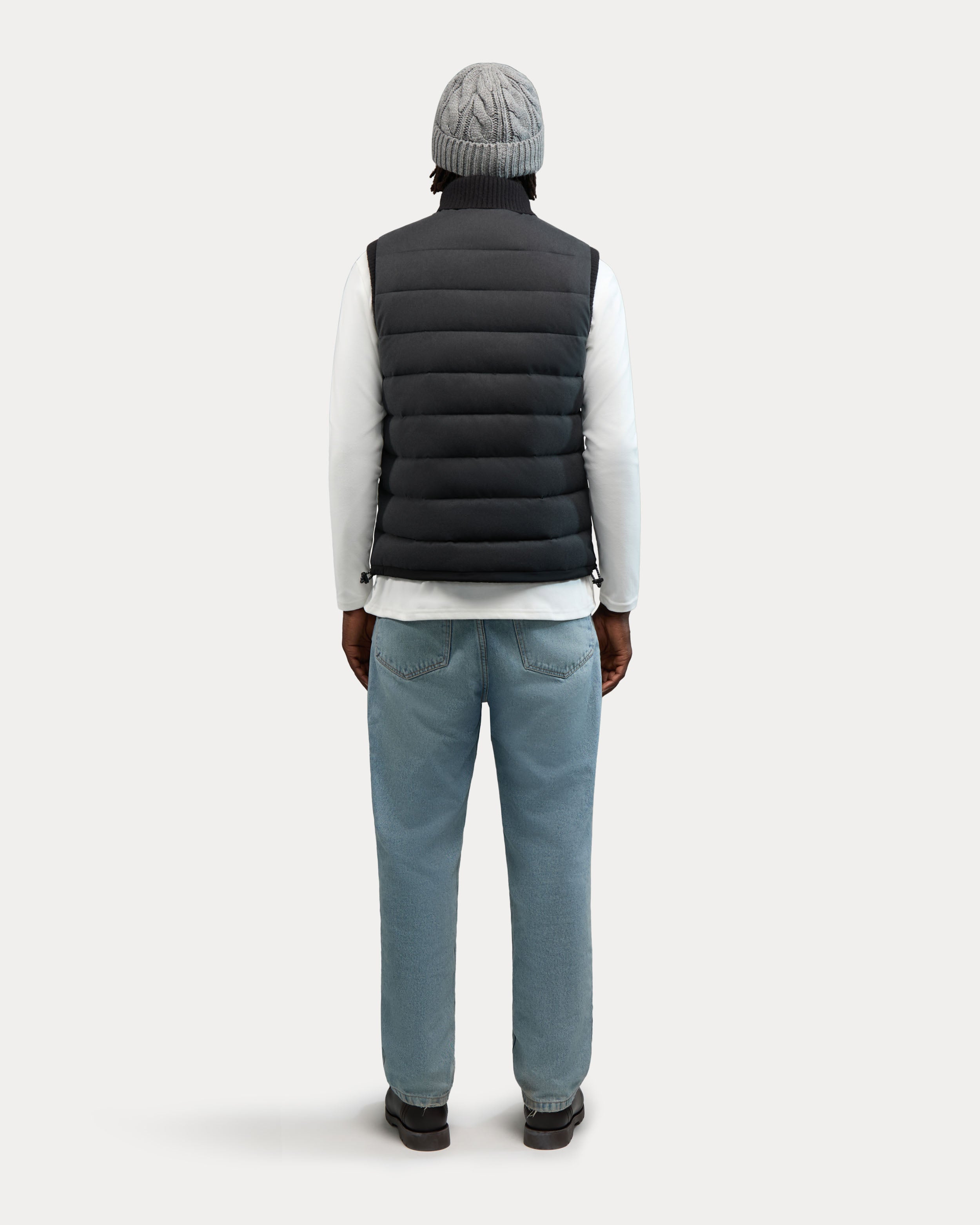 Germain Veste pour Hommes en Tissu Doux et Brossé avec Details Côtelés 