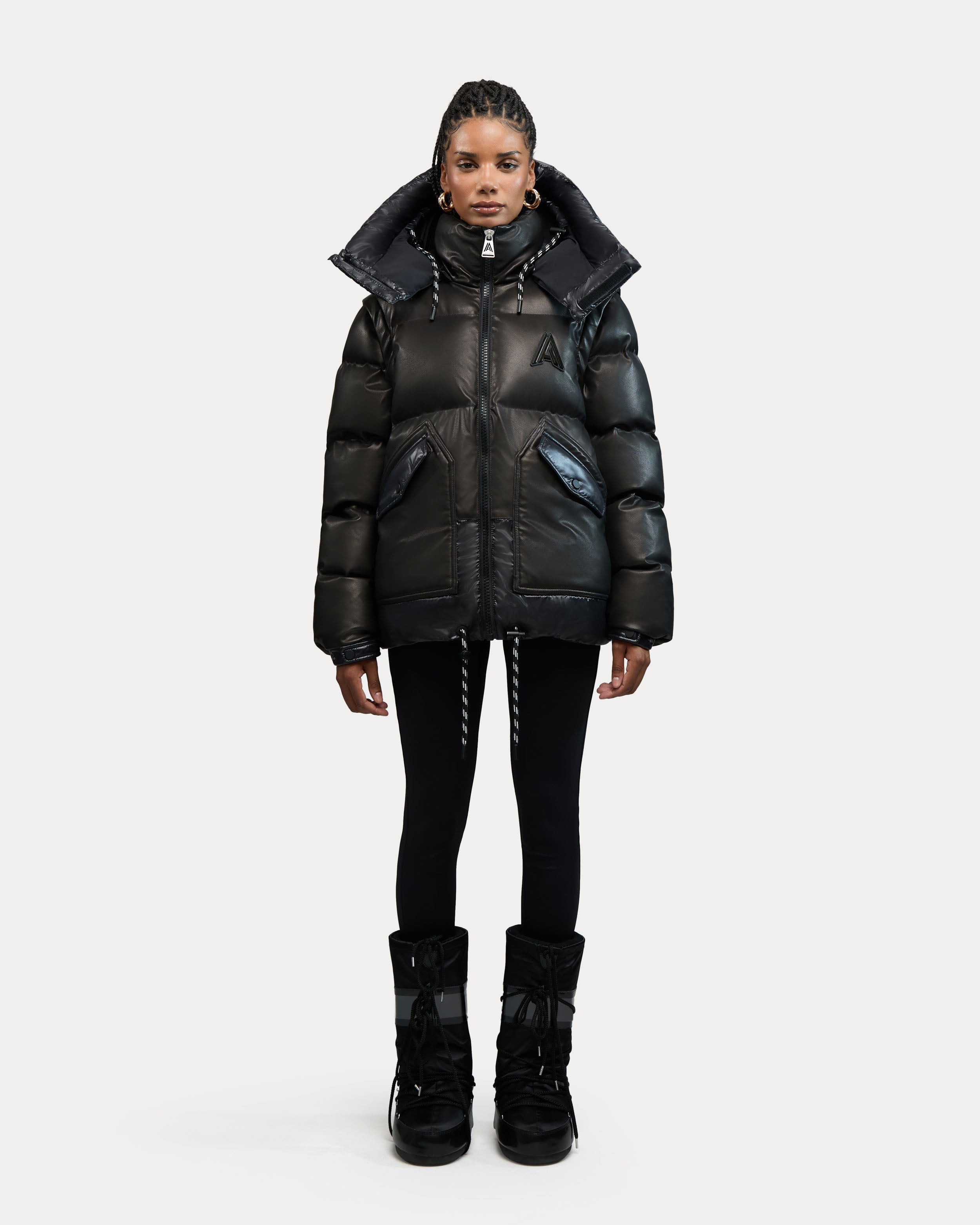 Megeve-Re Unisex 2-in-1 Relaxed Fit Puffer in Vegan Leather