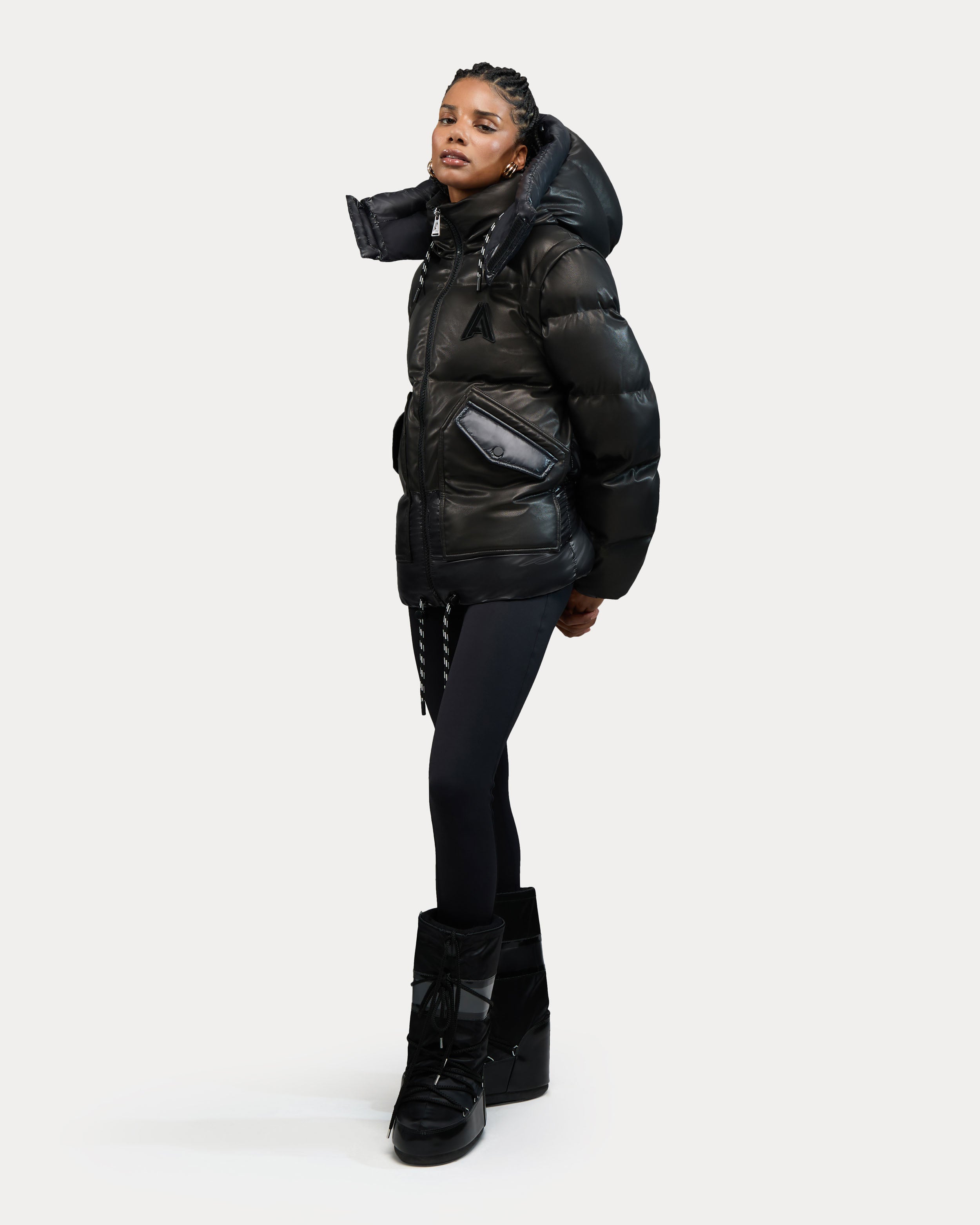 Megeve-Re Unisex 2-in-1 Relaxed Fit Puffer in Vegan Leather