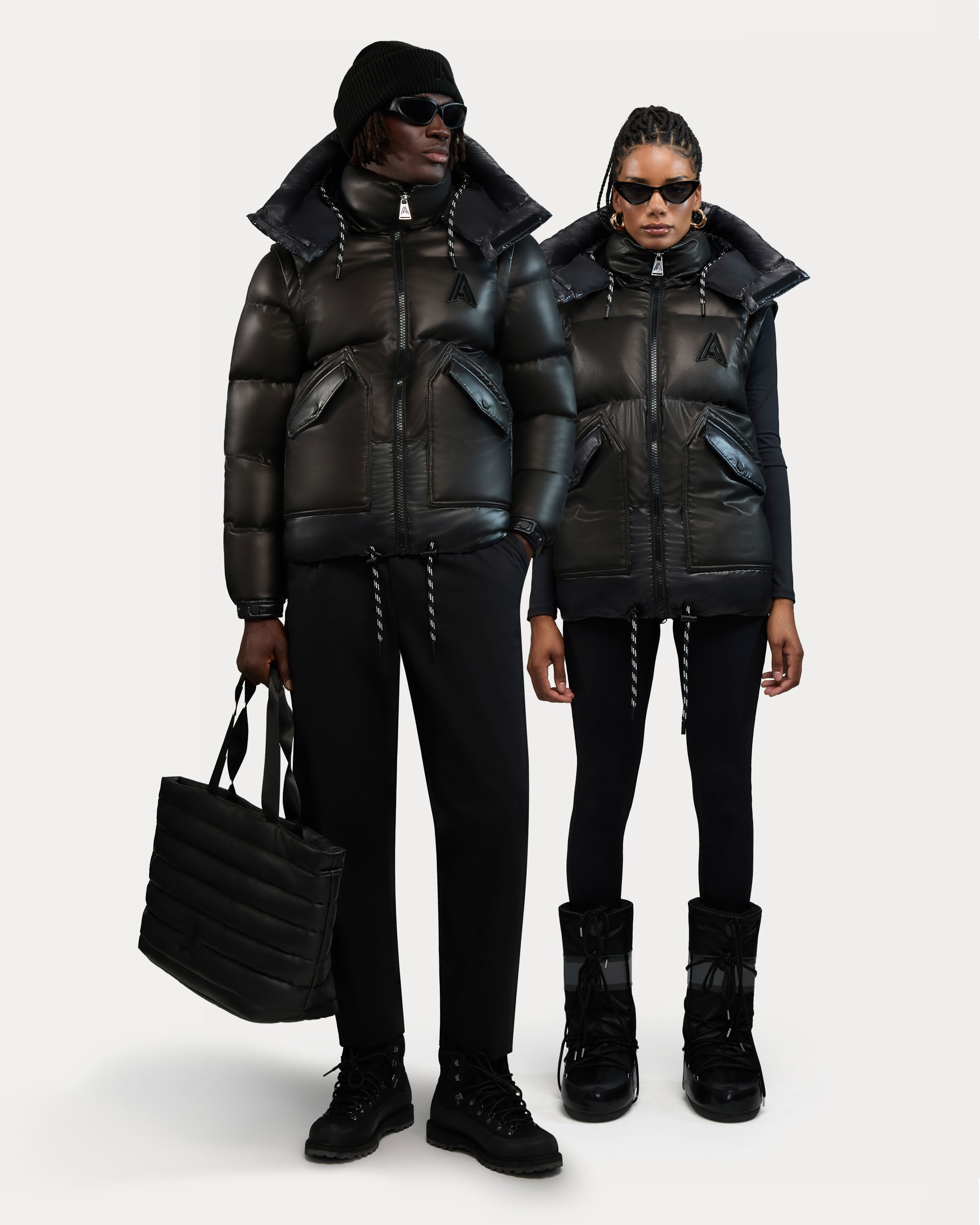 Megeve-Re Unisex 2-in-1 Relaxed Fit Puffer in Vegan Leather