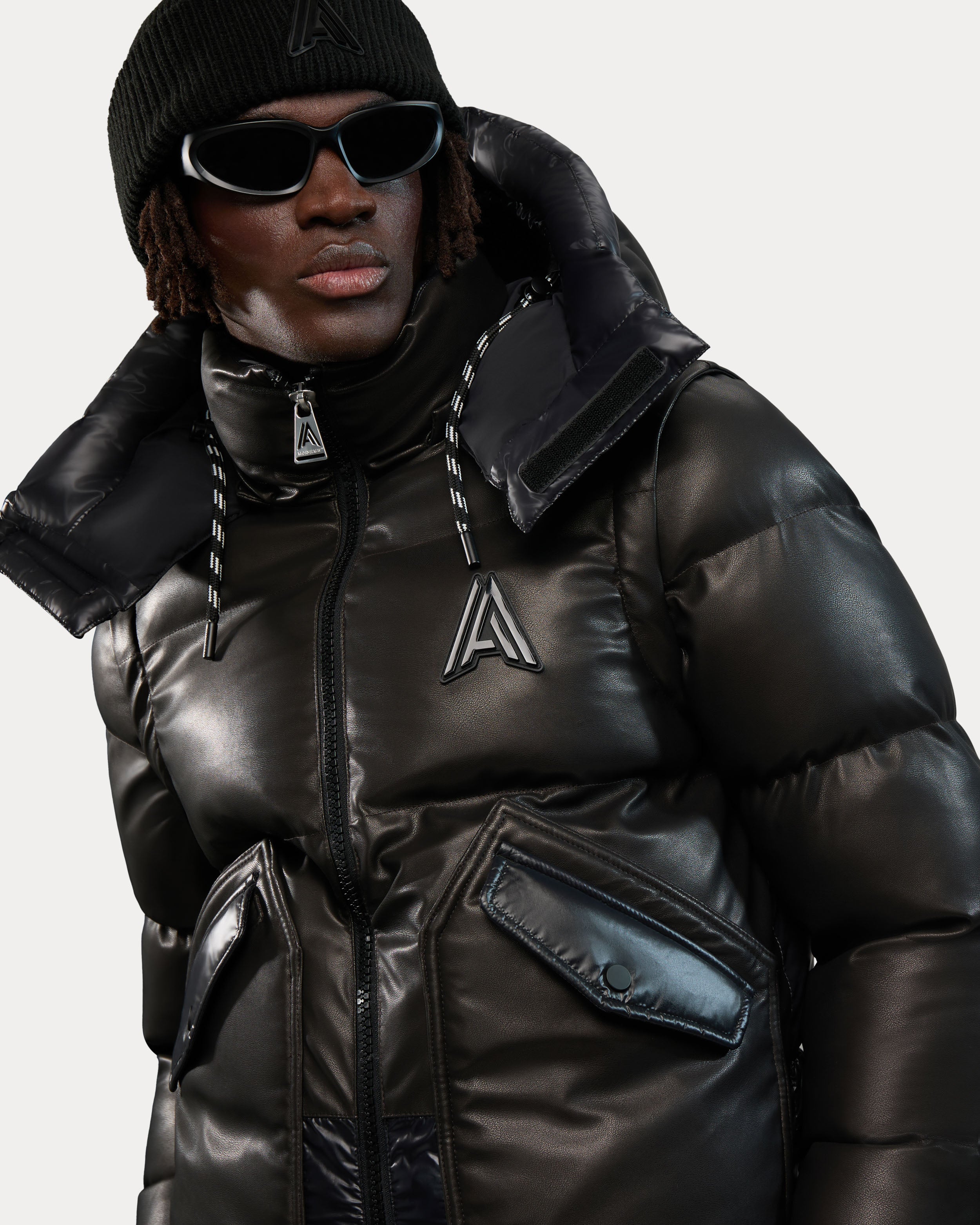 Megeve-Re manteau unisexe 2-en-1 en similicuir