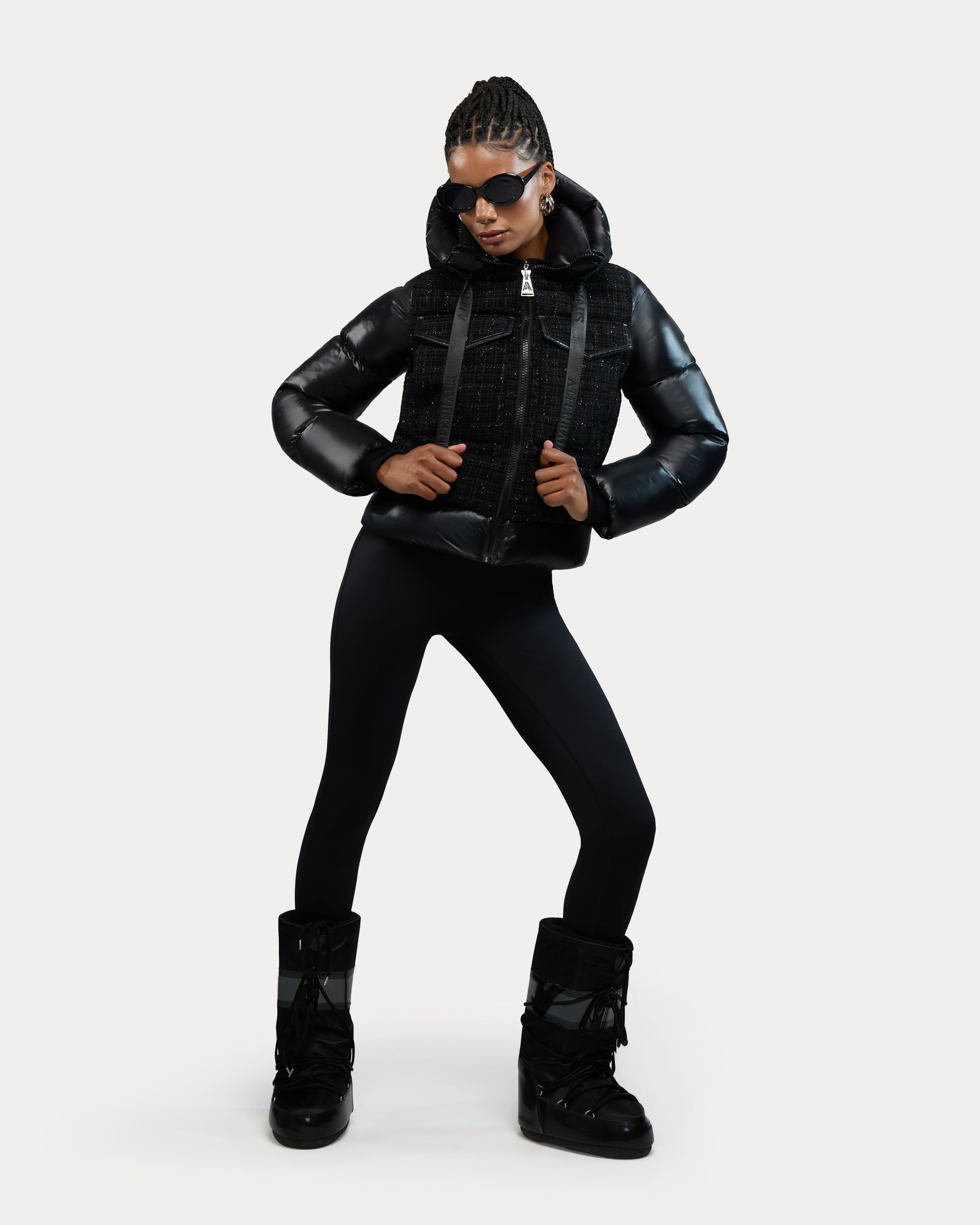 Mongie Tweed-Look Puffer Jacket