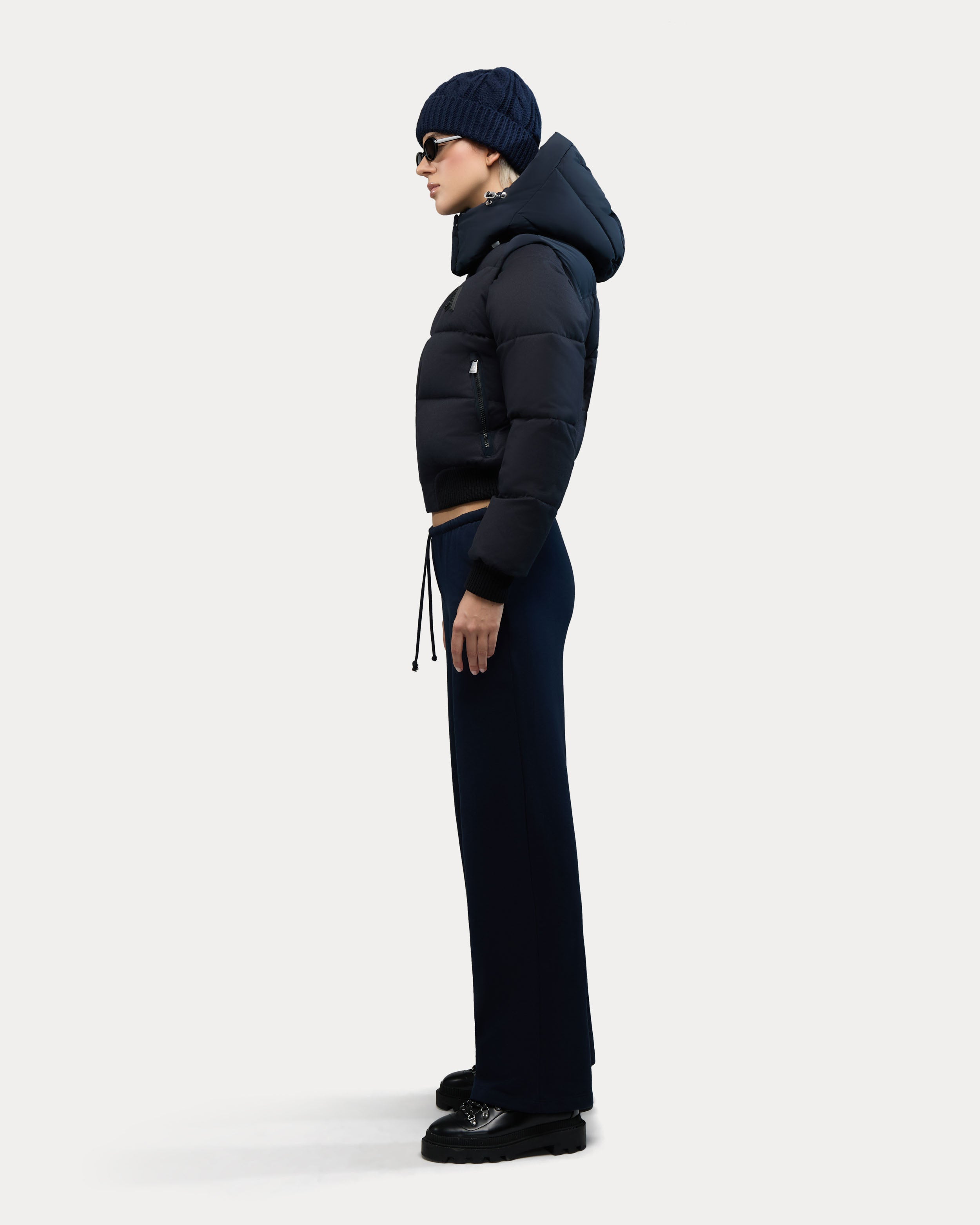 Pariset Cropped Puffer Bomber with Detachable Sleeves