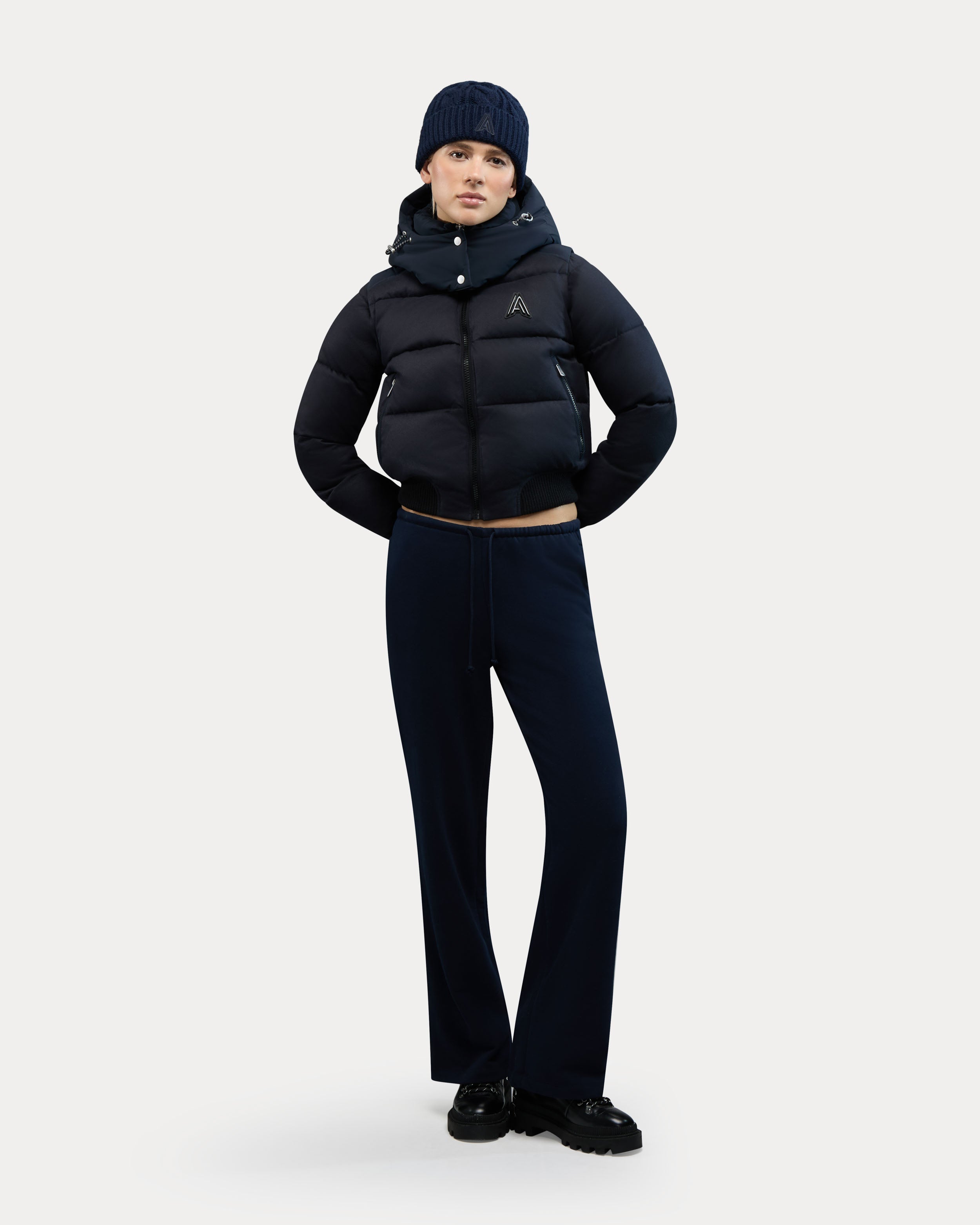 Pariset Cropped Puffer Bomber with Detachable Sleeves