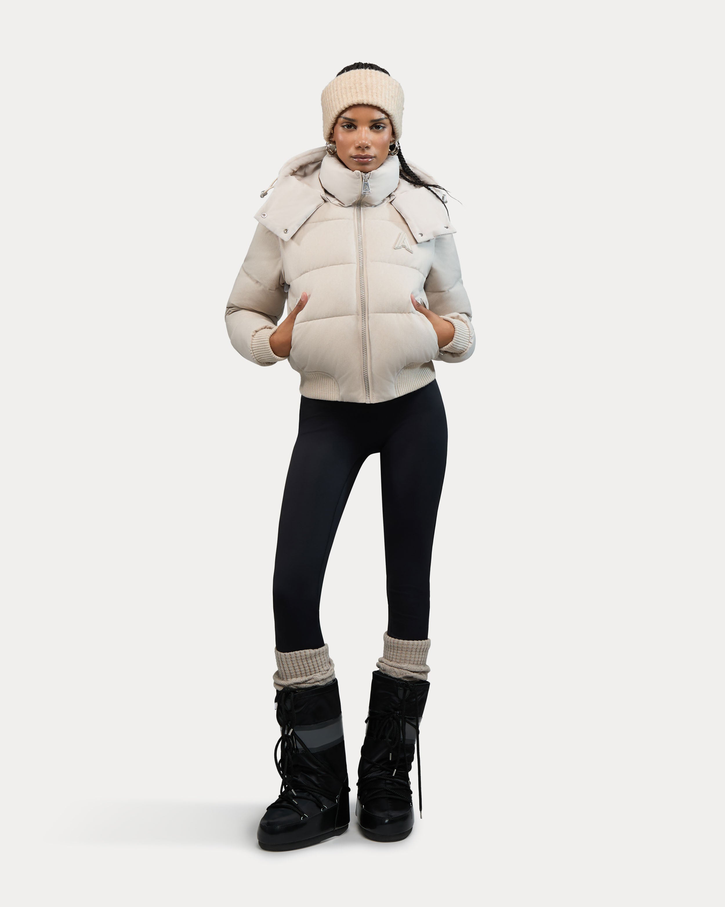 Pariset Cropped Puffer Bomber with Detachable Sleeves