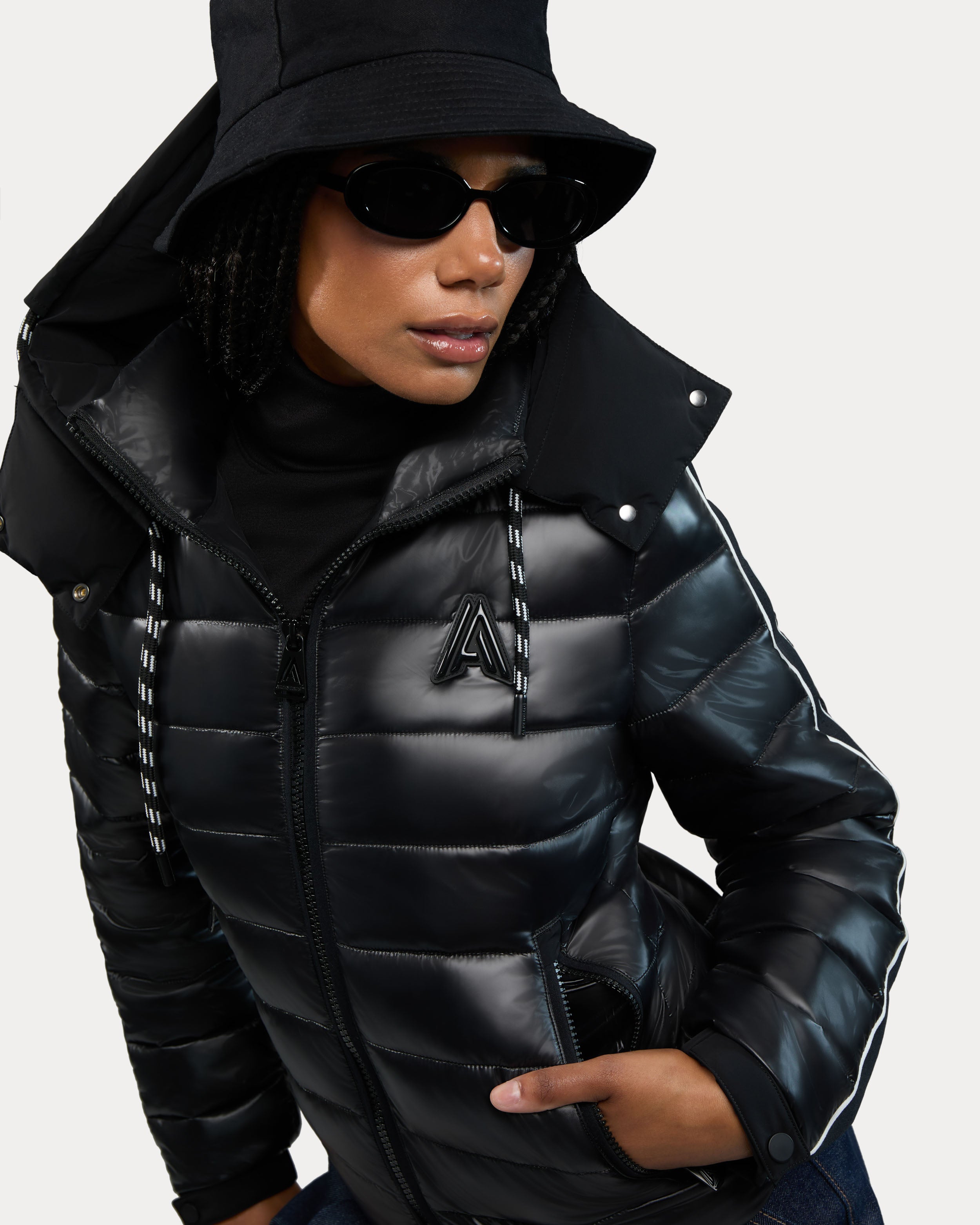 Rousset Lightweight Cinched Puffer Jacket with Contrast Detailing