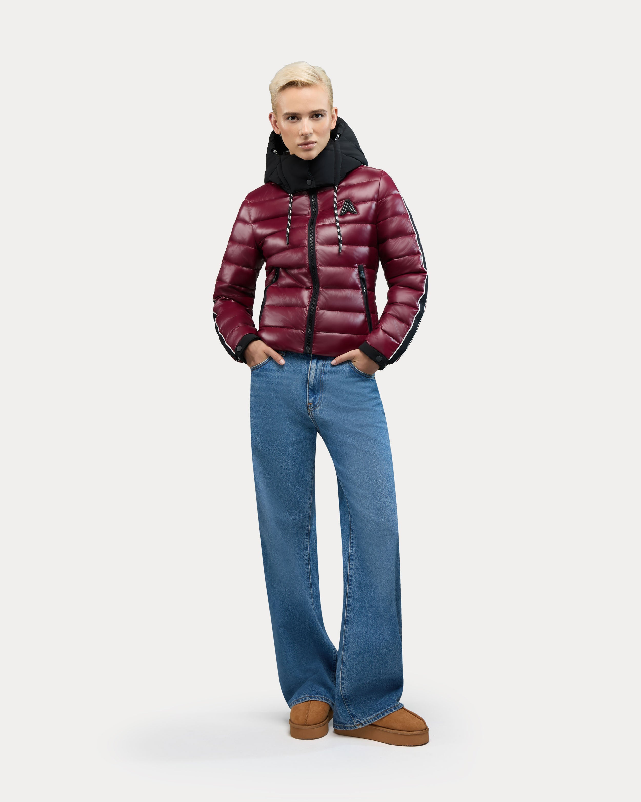 Rousset Lightweight Cinched Puffer Jacket with Contrast Detailing