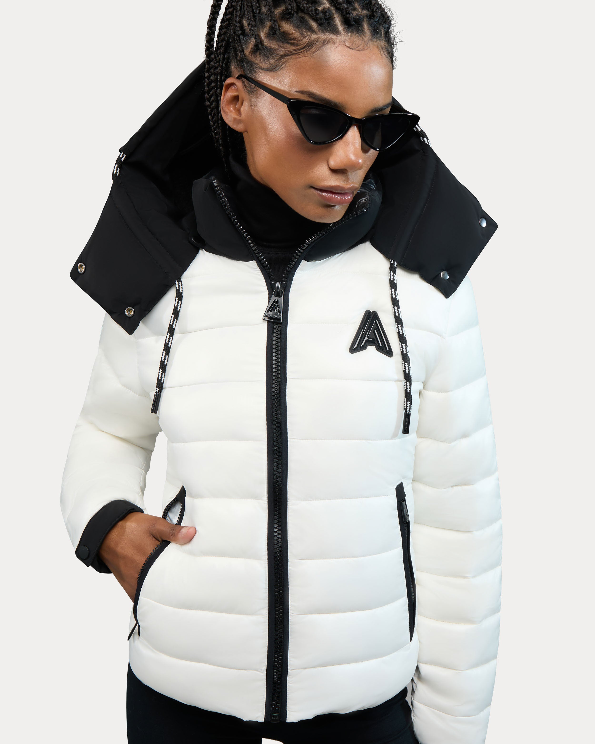 Rousset Lightweight Cinched Puffer Jacket with Contrast Detailing